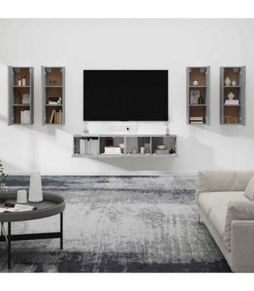 vidaXL 6 Piece TV Cabinet Set Grey Sonoma Engineered Wood