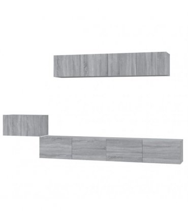 vidaXL 5 Piece TV Cabinet Set Grey Sonoma Engineered Wood