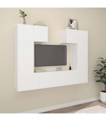 vidaXL 6 Piece TV Cabinet Set White Engineered Wood