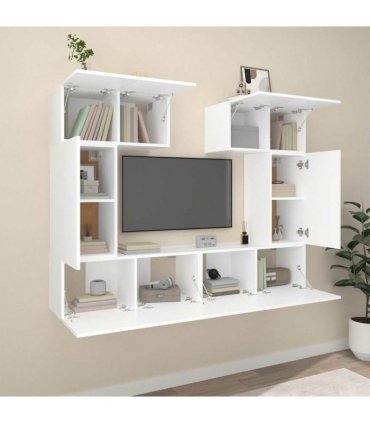 vidaXL 6 Piece TV Cabinet Set White Engineered Wood