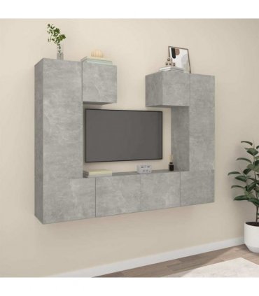 vidaXL 6 Piece TV Cabinet Set Concrete Grey Engineered Wood