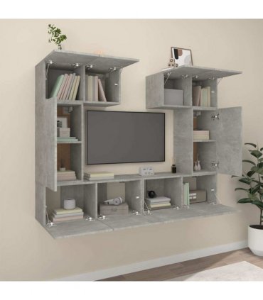 vidaXL 6 Piece TV Cabinet Set Concrete Grey Engineered Wood