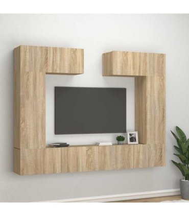 vidaXL 6 Piece TV Cabinet Set Sonoma Oak Engineered Wood