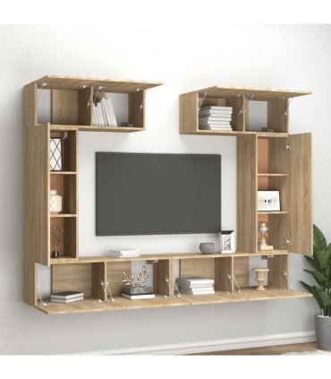 vidaXL 6 Piece TV Cabinet Set Sonoma Oak Engineered Wood