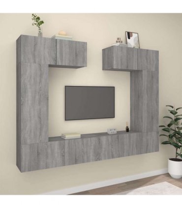 vidaXL 6 Piece TV Cabinet Set Grey Sonoma Engineered Wood