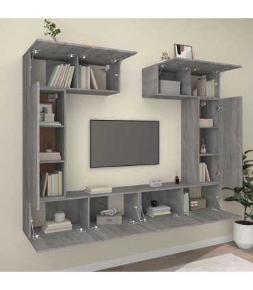 vidaXL 6 Piece TV Cabinet Set Grey Sonoma Engineered Wood