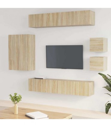 vidaXL 8 Piece TV Cabinet Set Sonoma Oak Engineered Wood