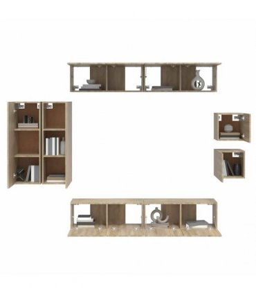 vidaXL 8 Piece TV Cabinet Set Sonoma Oak Engineered Wood