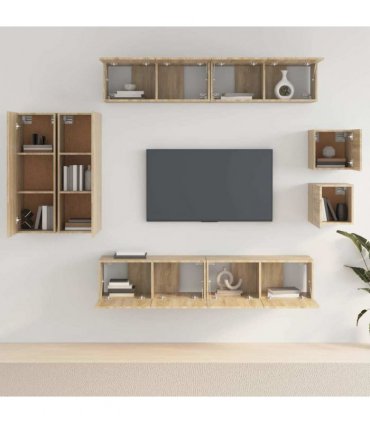 vidaXL 8 Piece TV Cabinet Set Sonoma Oak Engineered Wood