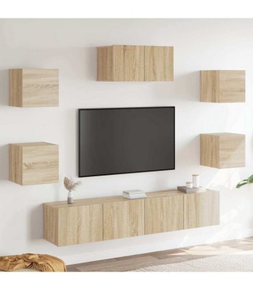 vidaXL 7 Piece TV Cabinet Set Sonoma Oak Engineered Wood