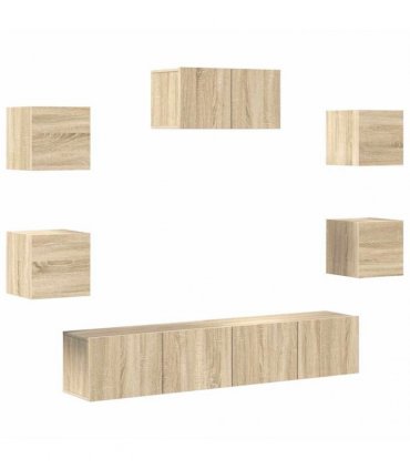 vidaXL 7 Piece TV Cabinet Set Sonoma Oak Engineered Wood