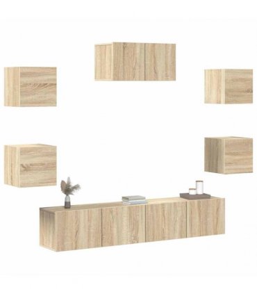 vidaXL 7 Piece TV Cabinet Set Sonoma Oak Engineered Wood