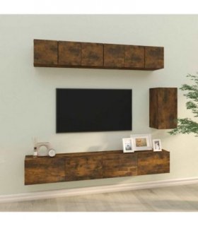 vidaXL 6 Piece TV Cabinet Set Smoked Oak Engineered Wood
