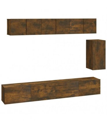 vidaXL 6 Piece TV Cabinet Set Smoked Oak Engineered Wood