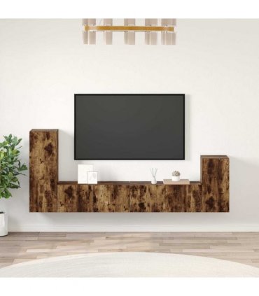 vidaXL 4 Piece TV Cabinet Set Smoked Oak Engineered Wood