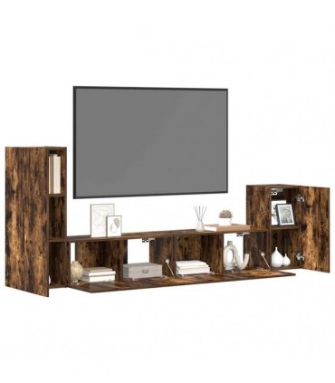 vidaXL 4 Piece TV Cabinet Set Smoked Oak Engineered Wood