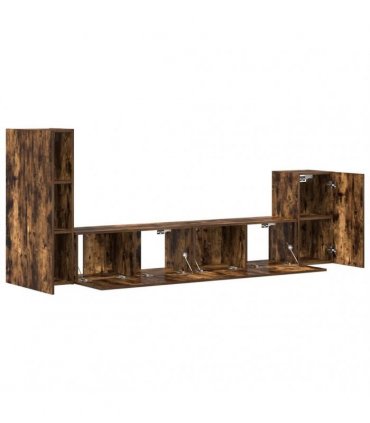 vidaXL 4 Piece TV Cabinet Set Smoked Oak Engineered Wood