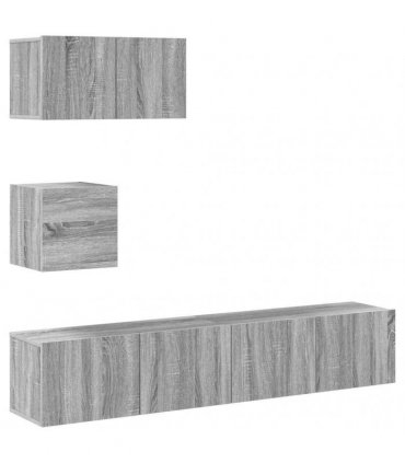 vidaXL 4 Piece TV Cabinet Set Grey Sonoma Engineered Wood