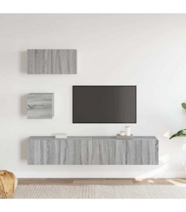 vidaXL 4 Piece TV Cabinet Set Grey Sonoma Engineered Wood