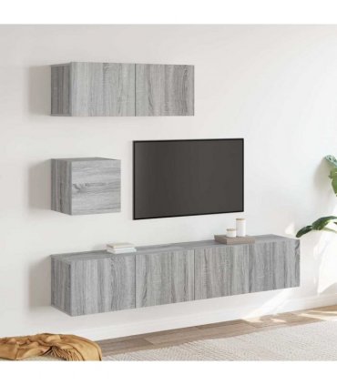 vidaXL 4 Piece TV Cabinet Set Grey Sonoma Engineered Wood