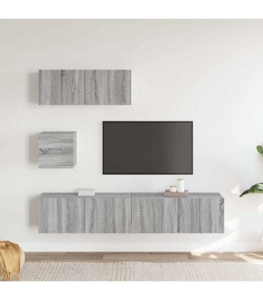 vidaXL 4 Piece TV Cabinet Set Grey Sonoma Engineered Wood