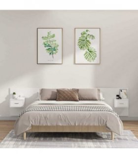 vidaXL Bed Headboard with Cabinets White Engineered Wood