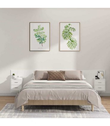 vidaXL Bed Headboard with Cabinets White Engineered Wood