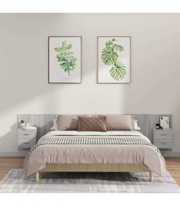 vidaXL Bed Headboard with Cabinets Grey Sonoma Engineered Wood