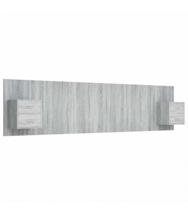 vidaXL Bed Headboard with Cabinets Grey Sonoma Engineered Wood