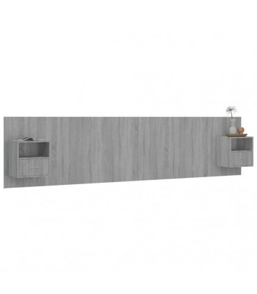 vidaXL Bed Headboard with Cabinets Grey Sonoma Engineered Wood