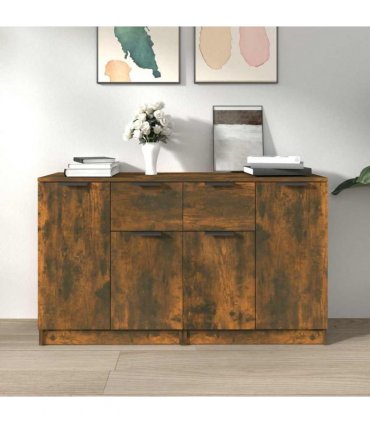 vidaXL Sideboards 2 pcs Smoked Oak 60x30x70 cm Engineered Wood