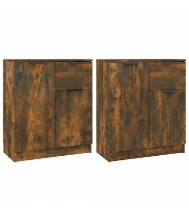 vidaXL Sideboards 2 pcs Smoked Oak 60x30x70 cm Engineered Wood