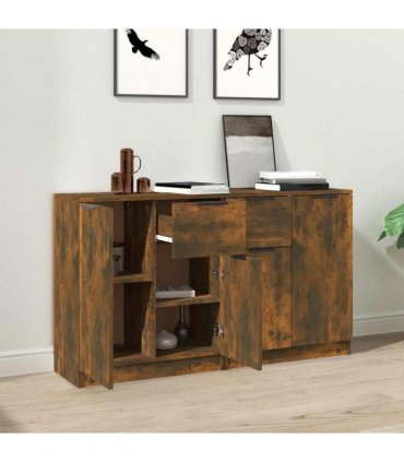 vidaXL Sideboards 2 pcs Smoked Oak 60x30x70 cm Engineered Wood