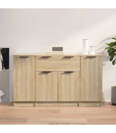 vidaXL Sideboards 3 pcs Sonoma Oak Engineered Wood