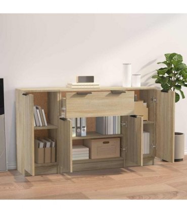 vidaXL Sideboards 3 pcs Sonoma Oak Engineered Wood