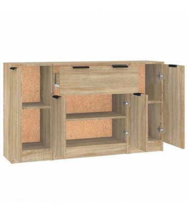 vidaXL Sideboards 3 pcs Sonoma Oak Engineered Wood