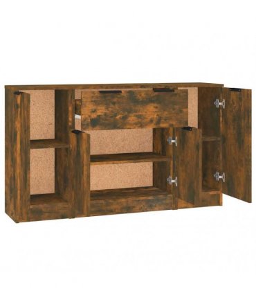vidaXL Sideboards 3 pcs Smoked Oak Engineered Wood