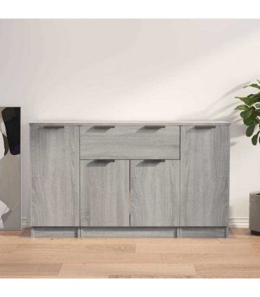 vidaXL Sideboards 3 pcs Grey Sonoma Engineered Wood