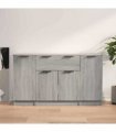 vidaXL Sideboards 3 pcs Grey Sonoma Engineered Wood