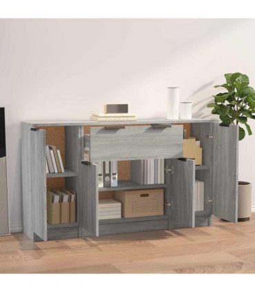 vidaXL Sideboards 3 pcs Grey Sonoma Engineered Wood
