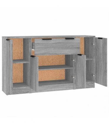 vidaXL Sideboards 3 pcs Grey Sonoma Engineered Wood
