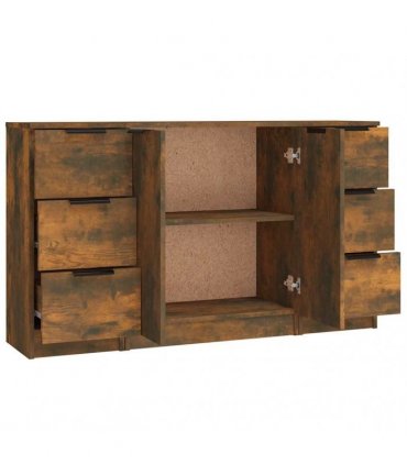 vidaXL Sideboards 3 pcs Smoked Oak Engineered Wood