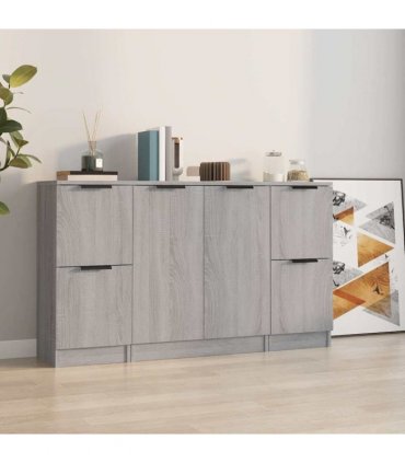 vidaXL Sideboards 3 pcs Grey Sonoma Engineered Wood