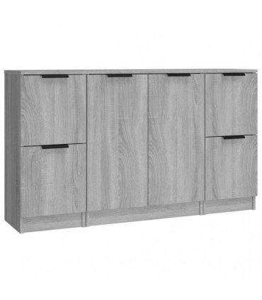 vidaXL Sideboards 3 pcs Grey Sonoma Engineered Wood