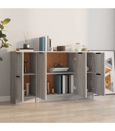 vidaXL Sideboards 3 pcs Grey Sonoma Engineered Wood