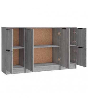 vidaXL Sideboards 3 pcs Grey Sonoma Engineered Wood