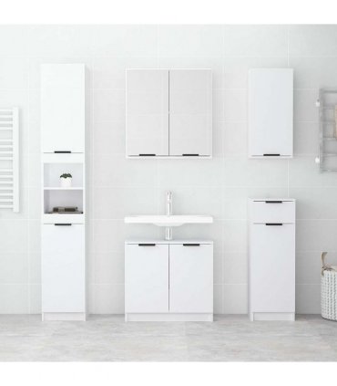 vidaXL 5 Piece Bathroom Cabinet Set White Engineered Wood