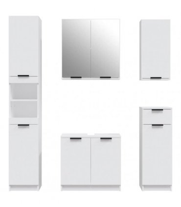 vidaXL 5 Piece Bathroom Cabinet Set White Engineered Wood