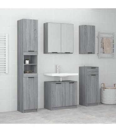 vidaXL 5 Piece Bathroom Cabinet Set Grey Sonoma Engineered Wood