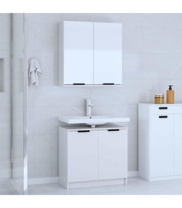 vidaXL 2 Piece Bathroom Cabinet Set White Engineered Wood